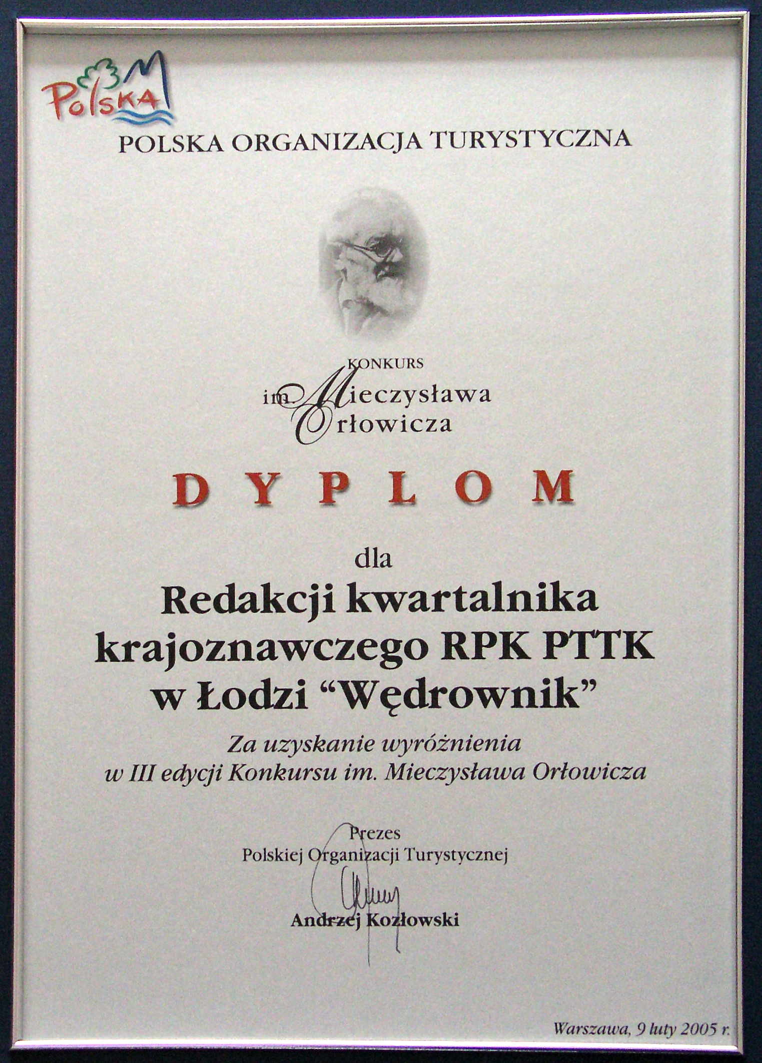dyplom konkursu Orowicza